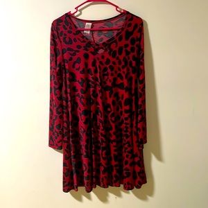 Burgundy dress with leopard print. Purchased from Kaley Jase Boutique